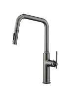 Robinet à capteur tactile intelligent pour évier de cuisine Mélangeur d'eau chaude et froide fait à la main Bec à tirette flexible Montage sur pont Robinet de cuisine à bol unique