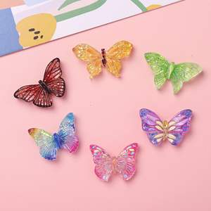 Breloques papillon colorées en résine à dos plat pour loisirs créatifs, cabochons papillon pour embellissement - Product Image 3