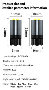 12 वी की अगुवाई वाले टी 10 3030 4sd w5w 168 194 कैंबस त्रुटि मुक्त नेतृत्व वाली कार पढ़ने गुंबद लाइट ऑटो मार्कर लैंप वीज टेल साइड लाइसेंस बल्ब - Product Image 3