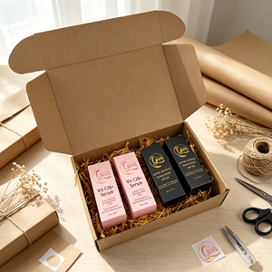 Boîtes d'expédition en papier kraft ondulé en gros, personnalisées avec logo imprimé, pour cosmétiques, soins de la peau, sérums, crèmes solaires, maquillage, cadeaux - Product Image 4