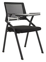 Chaise de formation moderne pliable et empilable en maille avec tableau d'écriture, chaise de bureau ergonomique pour visiteurs, accoudoirs fixes, cadre métallique, pour personnel