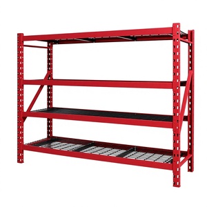Étagères de rayonnage sans boulons Heavy Duty Member Mark, en acier, revêtement poudré, rayonnage de stockage industriel, <span class=keywords><strong>77</strong></span> po de largeur x 24 po de profondeur x 72 po de hauteur (rouge, 1 paquet) - Product Image 1