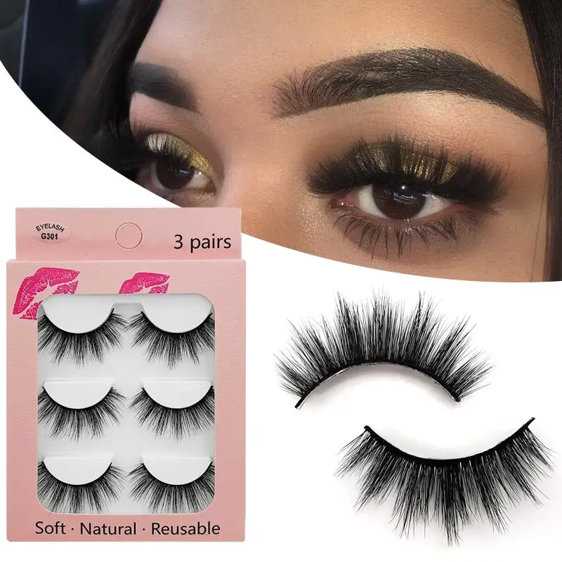 wholesale 3 Pairs Lady Makeup 3D Eyelashes Extension Mink eyelash lashes