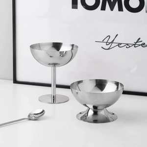Gobelets à glace en acier inoxydable 304 (à pied haut, à pied bas), verres à dessert, à <span class=keywords><strong>vin</strong></span> ou à cocktail pour l'usage quotidien et les réceptions décontractées - Product Image 4