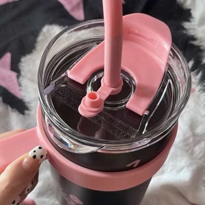 Gelas minum terisolasi dinding ganda, cangkir blackpink 40oz dengan pegangan termos vakum & cangkir termos - Product Image 2