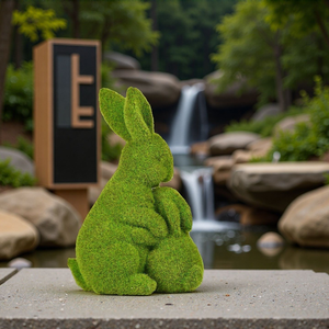 Estatua de Conejo Madre e Hijo con Acabado de Musgo, Escultura de Resina de Conejo de Pascua, Decoración de Jardín para Exteriores, Regalo de Pascua, Adorno Animal - Product Image 4