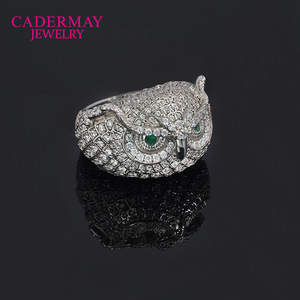 Cadermay Owl Moissanite Ring S925 Silver White Gold Plated Animal Shape Fashion Jewelry Everyday Wear - Product Image 1