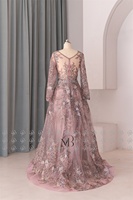 Mily Nupcial LWC8178 Vestidos de lujo Noche Con cuentas A-line Manga larga Escote en V Elegante Lentejuelas Hasta el suelo Vestidos de fiesta