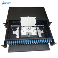 Sunet Panneau de brassage fibre optique ODF de bonne qualité, 12/24/48 fibres, 1U/2U, SC/LC/FC/ST, type montage en rack, pour réseau FTTX