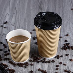 8oz 12oz 16oz conception personnalisée à <span class=keywords><strong>triple</strong></span> paroi tasses en papier ondulation tasses à café en papier peint ondulé - Product Image 6