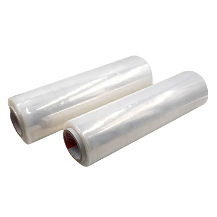 Rotolo di plastica trasparente con pellicola estensibile trasparente per Pallet avvolgente Lldpe da 18 Mic per l'imballaggio di rotoli di Film plastico avvolgere Mini Stretch