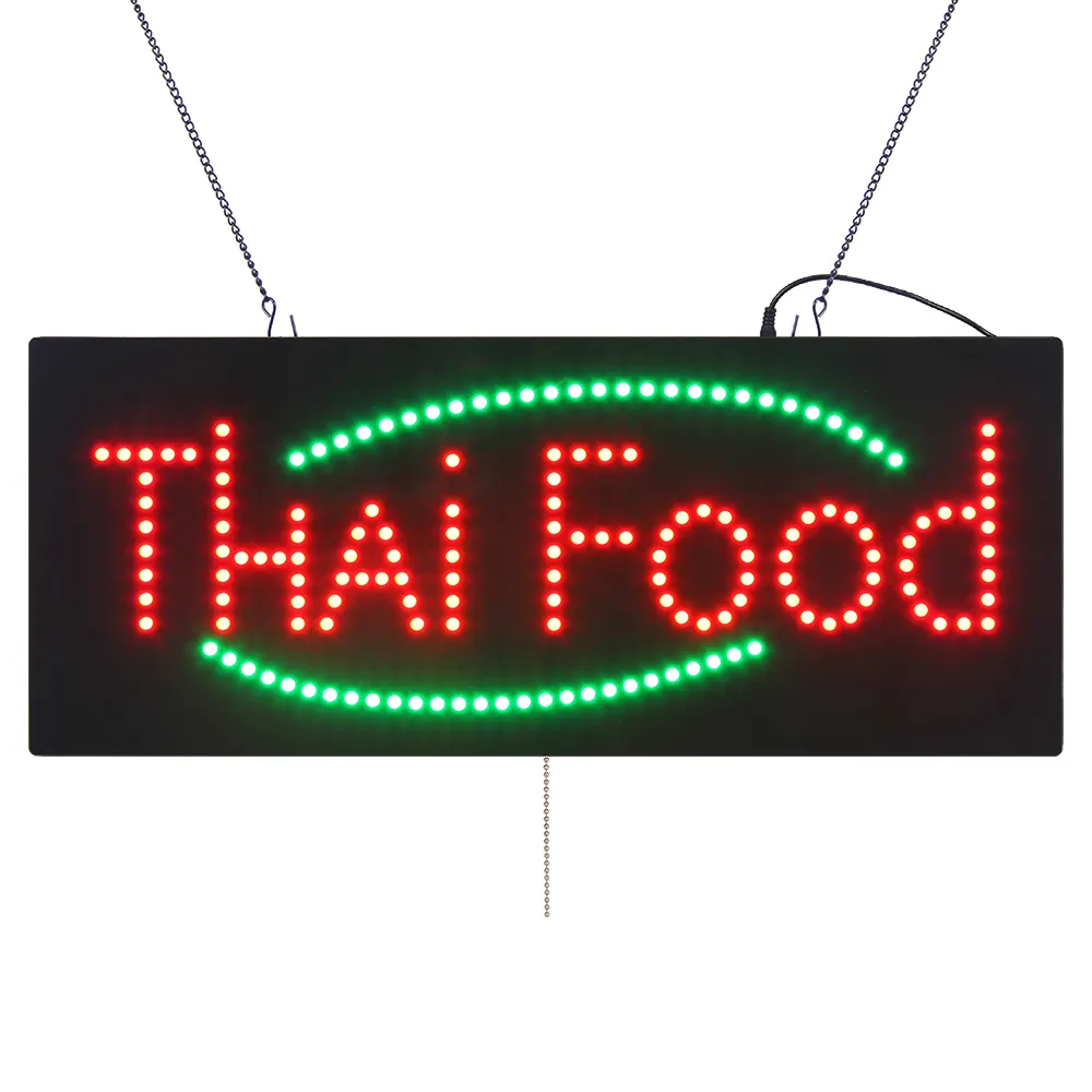 Insegna del negozio di alimentari tailandese brillante da 11*27 pollici, pubblicità a Led illuminata lampeggiante vetrina anteriore per Fast FOOD ristorante