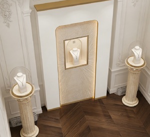 Présentoir à bijoux <span class=keywords><strong>colonne</strong></span> romaine de luxe avec éclairage LED, <span class=keywords><strong>vitrine</strong></span> personnalisée en marbre pour colliers, dôme en <span class=keywords><strong>verre</strong></span>, durable, haut de gamme - Product Image 3