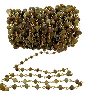3 Feet High Quality Cat's Eye Rosary Chain <b>Wire</b> Wrapped Beaded Gemstones 3 to 4mm Rondelle Faceted Stones for Jewelry Making - Product Image 1