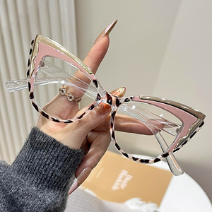Monturas de Gafas Transparentes Color Rosa Ojo de Gato, con Bloqueo de Luz Azul, Montura Completa, Gafas Ópticas para Mujer, Uso Diario - Product Image 1