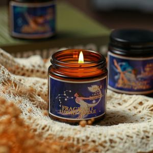 Souvenir Soy Wax Aromatherapy Candle Brown Cup 12 Zodiac Signs Handmade Fragrance <b>Smoke</b>-Free Birthday Gift Long-Lasting - Product Image 3