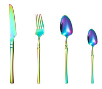 Ensemble de couverts de luxe en acier inoxydable 410, durable, réutilisable, compatible lave-vaisselle, portable, avec manche fin et finition miroir