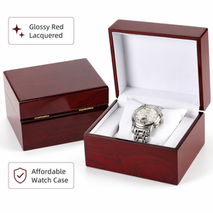 Boîte à montre en <span class=keywords><strong>bois</strong></span> d'acajou à grain brillant, étui de luxe laqué pour montre simple, emballage cadeau économique, étui de rangement pour homme - Product Image 1