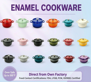 Panci Casserole Bulat Berlapis Enamel Besi Cor Anti Lengket Dengan Gagang Stainless Steel, Aman Untuk Kompor Induksi, Peralatan Masak Grosir - Product Image 4