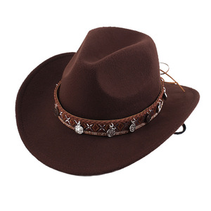 Sombrero Vaquero Occidental <span class=keywords><strong>de</strong></span> Verano, Ajustable, Estilo Étnico Retro, con Cuentas, Protección Solar, para Viajes y Uso Casual, Unisex - Product Image 2