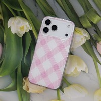 Étui de protection fin à motif écossais couleur pastel printanier pour iPhone 17 Pro Max 16 15 14 13 12 11 X 7 Samsung Redmi Oppo Vivo Huawei