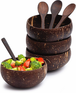 CoCo bolw Bát Koko Bát nghệ thuật dừa tre cocnut cocont Bát vỏ đặt trấu súp bé gỗ mua - Product Image 2