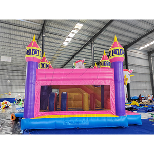 Château gonflable licorne magique avec toboggan arc-en-ciel et structure en forme de tour pour les jeux d'enfants et les fêtes d'anniversaire - Product Image 4