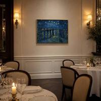 Décoration murale de luxe impressionniste pour la maison : Tableau encadré en aluminium doré mat, Nuit étoilée au-dessus du Rhône de Van Gogh