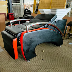 Kisen billig Großhandel Haarschnitt Salon Möbel Haar wäsche <span class=keywords><strong>Shampoo</strong></span> Bett Friseur Erwachsenen Stuhl rot schwarz Becken Schüssel mit manuellem Pedal - Product Image 3