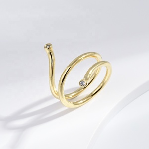 Anillo de plata de ley 925 con diseño de serpiente y piedras, chapado en oro de lujo, con circonita, personalizado, para novia, precio de fábrica. - Product Image 5
