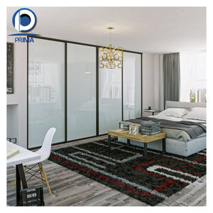 Partición de vidrio de madera de aluminio sin marco Prima con persianas - Product Image 1