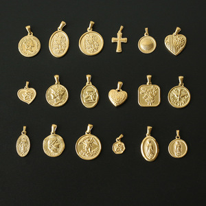 Pendentif Vintage Élégant en Forme de Coeur, de Croix, de Coquille et d'Ange, Plaqué Tungstène 18K, Accessoires Joker, Portraits Européens et Américains, PJ007 - Product Image 2