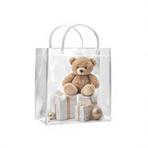 Small Size Logo Color Design Transparent PVC Hand Length Handle Shoulder Closure Tote Shopping <b>Bag</b> for Girls <b>Gift</b> - Product Image 4