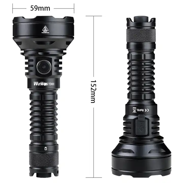 Wurkkos TD01C 2200LM LED Flashlight 1000m Long Range IP68 Waterproof USB C Rechargeable 21700 Torch for Outdoor Camping
