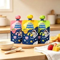 Sachets personnalisés en gros pour aliments pour bébés, poches à purée de fruits avec bec verseur, sacs souples pour boissons avec bouchon
