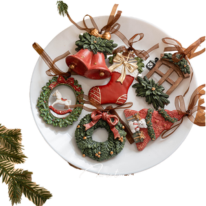 Vintage 3D Christmas Tree Stocking Door Wall Window Artificial Wreath Hanging Ornaments <b>Retro</b> <b>Gift</b> Bell Merry Party Deco-Factory - Product Image 4