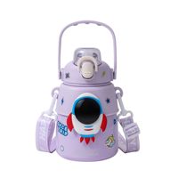 Flacons thermos sous vide à double paroi pour enfants astronautes de 850ml en acier inoxydable 316 bouteille d'eau isolée pour enfants avec paille