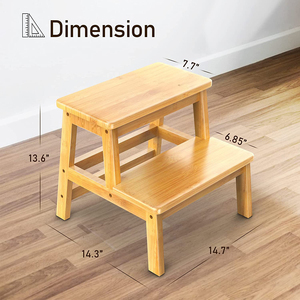Sgabello a 2 Gradini in Bambù, Robusto, Capacità 200 libbre, Angoli Arrotondati, per Bambini e Adulti, Cucina, Bagno, Addestramento al WC - Product Image 2