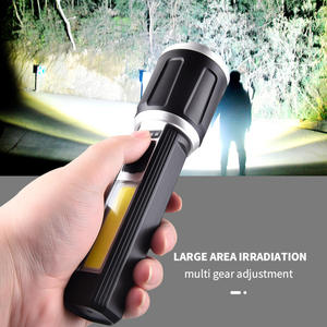 Multi-function Dual <b>Light</b> Flashlight USB Rechargeable Front <b>LED</b> Spotlight Side COB Flood <b>Light</b> Handheld Tactical Torch - Product Image 4