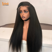 Perruque de cheveux humains 4C bouclés, lisses afro Yaki, sans colle, avec dentelle frontale HD 13x6 transparente, cheveux indiens bruts