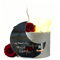 Décoration de gâteau en miroir acrylique double face sans cadre, texte gravé au laser, motif personnalisé, plaque miroir, logo sur mesure