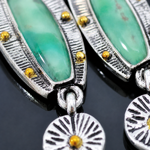 Pendientes Colgantes con Diseño de Bloques de Color y Patrón de Mármol Vintage, con Acento de Piedra Verde, Joyería Geométrica para Mujer - Product Image 4