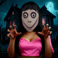 Masque de tête effrayant en latex réutilisable et écologique MOMO pour Halloween, anniversaire, Noël, avec perruque longue, masque intégral pour adulte, thème festif, fête déguisée