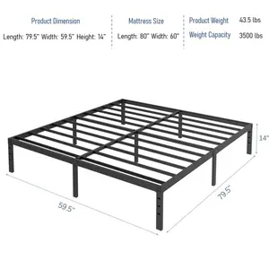 WEKIS Modern Apartment Industrial Metal Platform Tubular Steel Bed Frame Queen Iron Full Double Queen Size For Hotel