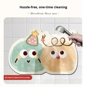 קריקטורה כיף ביתי מודרני אמבט מחצלות כביסה מהירה ייבוש ללא החלקה בוץ diatom מחצלות סופגת רצפה עם אסלות - Product Image 5