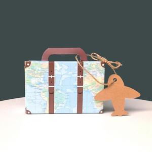 Lüks bavul şekilli kağıt şeker kutusu yaratıcı Mini bavul düğün iyilik hediye şeker çerez çikolata kutusu ambalaj - Product Image 1