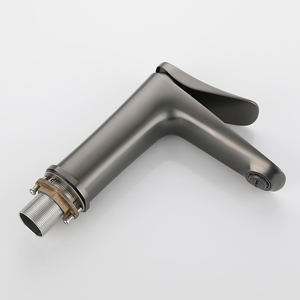 Luxury Style Minimalist Gun Gray Chrome Brass Deck Installation Single Handle Mixer Tap Brass Bathroom Water Tap - Product Image 2