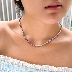 Collar de Tenis de Mesa de Plata Esterlina S925 con Circonitas de 2.5mm 3mm 4mm y 17 Pulgadas, Joyería Personalizable Lista para Enviar para Mujer y Hombre - Product Image 6