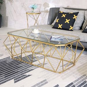Table basse moderne <span class=keywords><strong>en</strong></span> fer et marbre doré, design nordique, luxe, pour salon, bureau, design moderne, plexiglas - Product Image 1