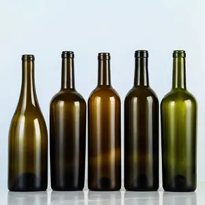 Großhandel Glas Weinflaschen Bernstein grün Bordeaux Burgund Weinflasche 375 ml 500 ml 750ml Glasflaschen Botella de Vino